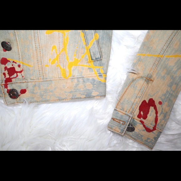 Navie Paint Style Button Up Jean Jacket - Picture 8 of 12